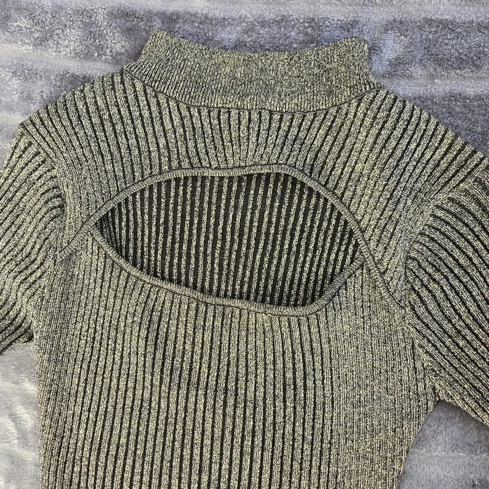 Say What Ribbed Knit Sparkly Long Sleeve Dress Size Medium - Picture 3 of 7